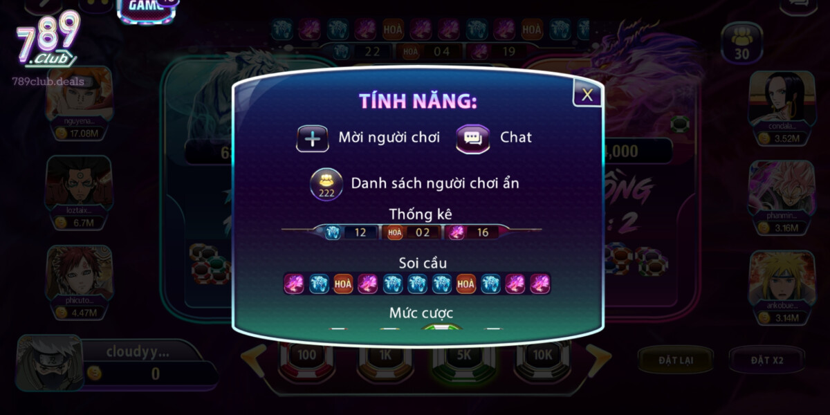 Tính Năng Của Rồng Hổ Tại 789 Club